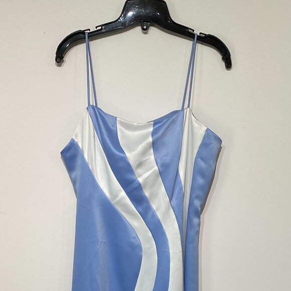 Blue White Satin Maxi Dress NWOT for Prom, Bridesmaid, Wedding - Picture 2 of 7